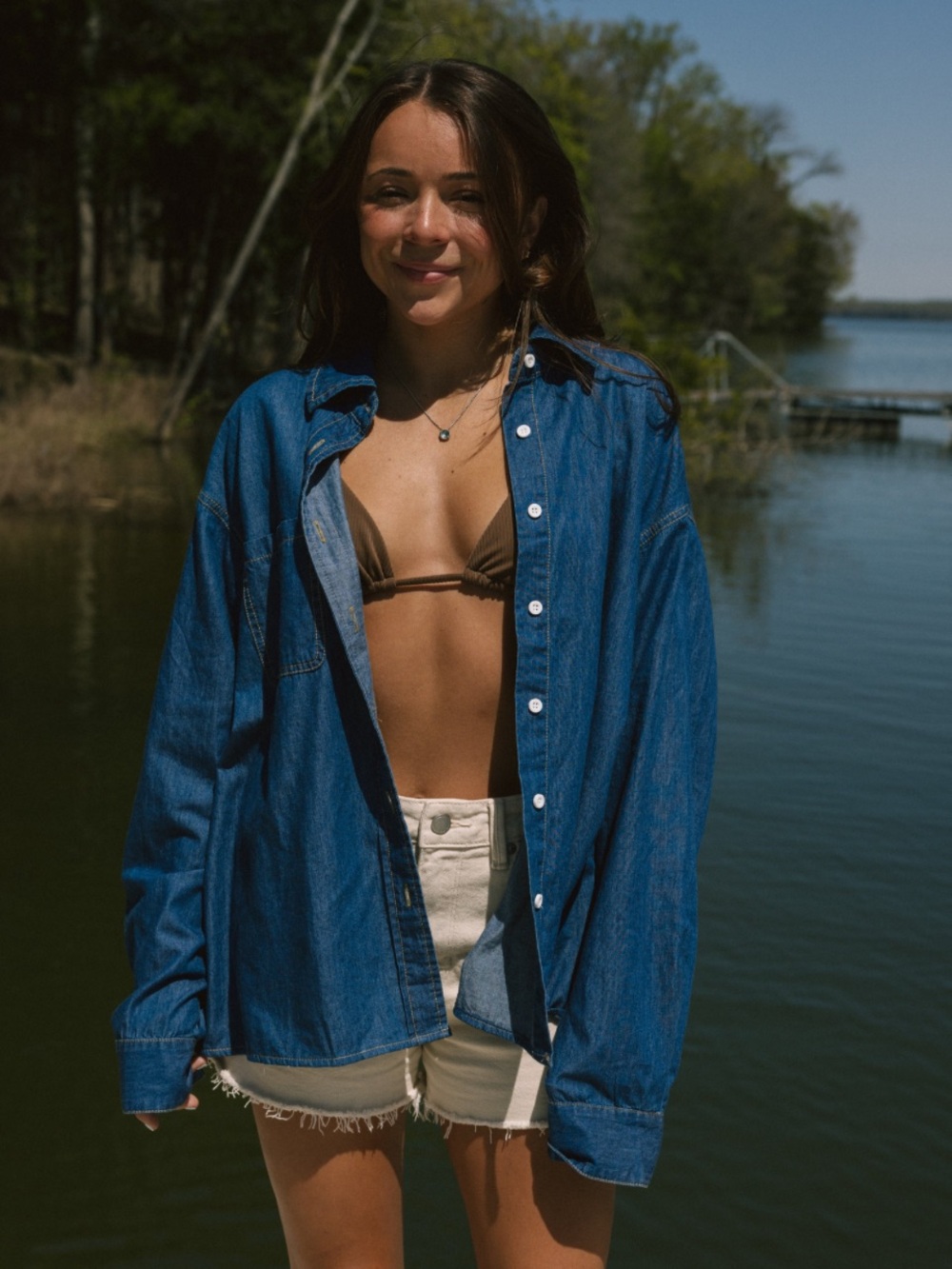 Relaxed Denim Button-Down Shirt - Blue